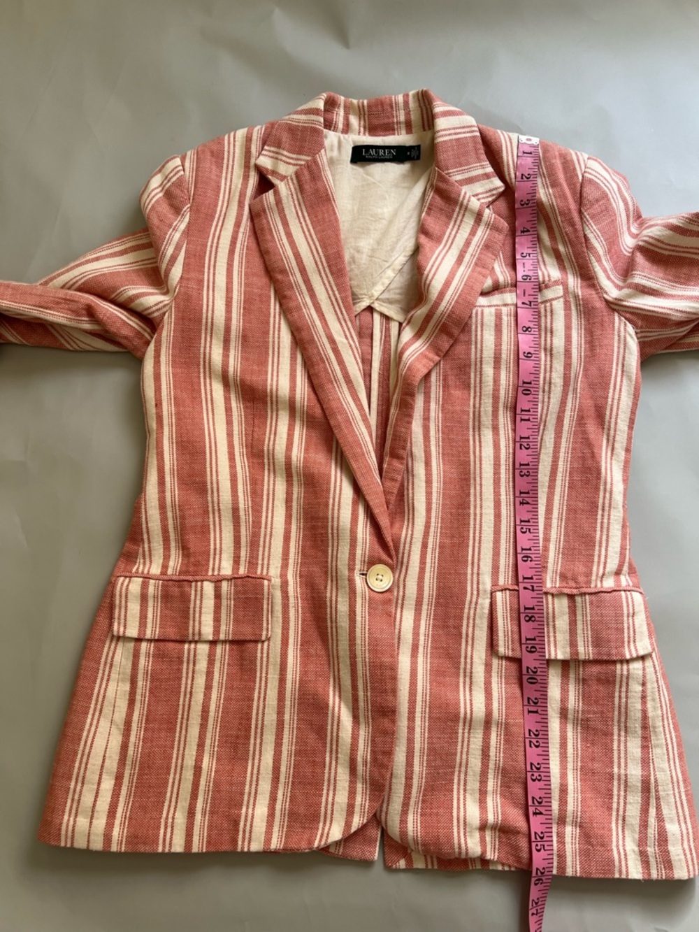 Lauren Ralph Lauren Light weight Striped Cotton Blazer Jacket Size 8 - Picture 11 of 12